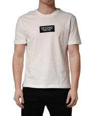 Dolce & Gabbana White Logo Patch Cotton Men Crew Neck  T-shirt