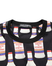 Dolce & Gabbana Black Bottle Print Cotton Crew Neck  T-shirt