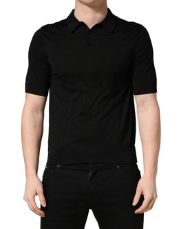 Dolce & Gabbana Black Wool Short Sleeves Men Polo  T-shirt