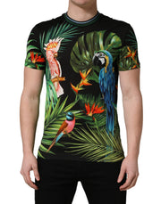 Dolce & Gabbana Black Bird Print Cotton Men Crew Neck T-shirt