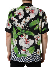 Dolce & Gabbana Multicolor Tropical Orchid Print Men Shirt
