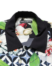 Dolce & Gabbana Multicolor Tropical Orchid Print Men Shirt