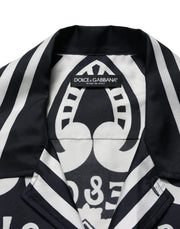 Dolce & Gabbana Black White Marina Print Silk Hawaii Shirt