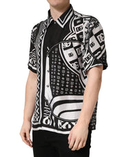Dolce & Gabbana Black White Bandana Print Collared Shirt