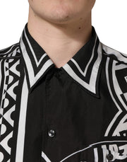 Dolce & Gabbana Black White Bandana Print Collared Shirt
