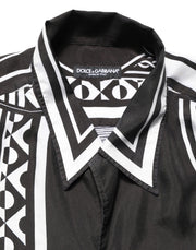Dolce & Gabbana Black White Bandana Print Collared Shirt