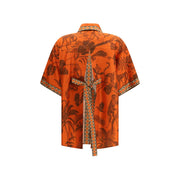 Alemais Orange Silk Pattern Shirt