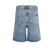 7FOR Blue Cotton Bermuda Shorts