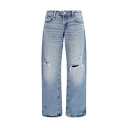 7FOR Blue Cotton Straight-Leg Jeans