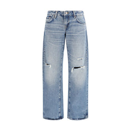7FOR Blue Cotton Straight-Leg Jeans