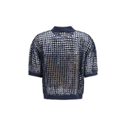 Brunello Cucinelli Blue Silk Polo Shirt