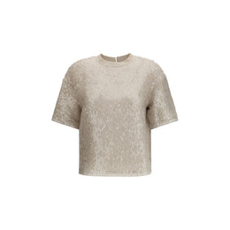 Brunello Cucinelli Beige Silk T-Shirt