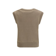 Ami Paris Beige Fleece Wool Sleeveles Sweater