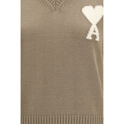 Ami Paris Beige Fleece Wool Sleeveles Sweater