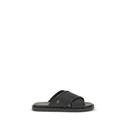 Ferragamo Black Calf Leather Bos Taurus Sandals