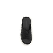 Ferragamo Black Calf Leather Bos Taurus Sandals