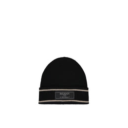 Balmain Black Merino Wool Beanie
