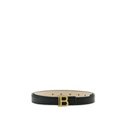 Balmain Black Leather Regular Belt