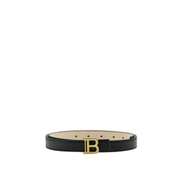 Balmain Black Leather Regular Belt
