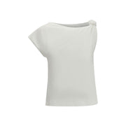 PINKO White Cotton Sleeveles T-Shirt