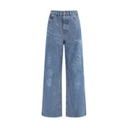 Diesel Blue Cotton Relaxed Fit Jeans