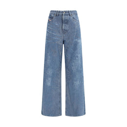 Diesel Blue Cotton Relaxed Fit Jeans