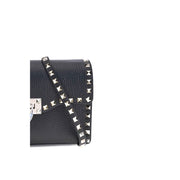 Valentino Garavani Black Calf Leather Bos Taurus Shoulder Bag