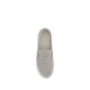 Brunello Cucinelli Beige Calf Leather Bos Taurus Slip-On Loafers