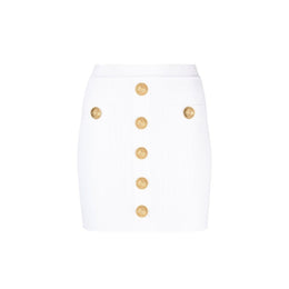 Balmain White Polyester Mini Skirt