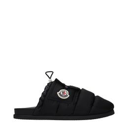 Moncler Black Fabric Slippers
