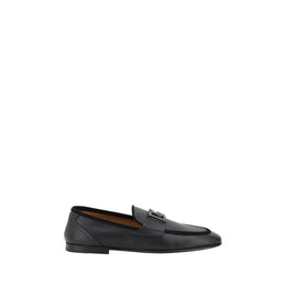 Dolce & Gabbana Black Calf Leather Bos Taurus Slip-On Loafers