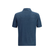 Roberto Collina Blue Linen Polo Shirt