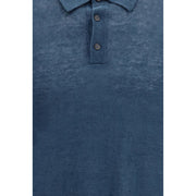 Roberto Collina Blue Linen Polo Shirt