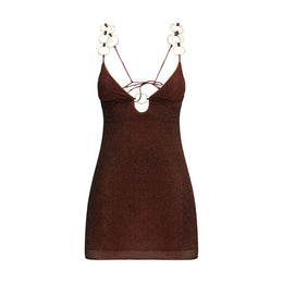 Oséree Brown Polyamide Cocktail Dress