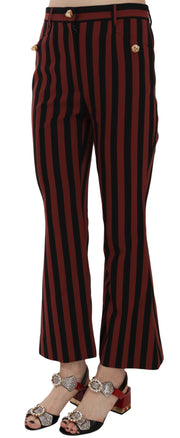 Dolce & Gabbana Black Amaranth Stripe Cropped Flared Pants
