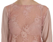 PINK MEMORIES Pink Lace See Through Long Sleeve Blouse