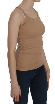 PINK MEMORIES Beige Sleeveless Spaghetti Strap Tank Blouse
