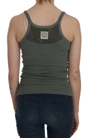 PINK MEMORIES Green Sleeveless Spaghetti Tank T-Shirt Blouse