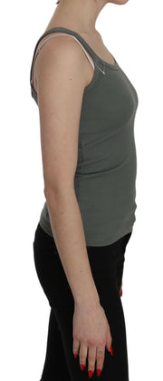 PINK MEMORIES Green Spaghetti Strap Slim Fit Casual Tank Top Blouse