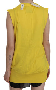 PINK MEMORIES Yellow 100% Cotton Sleeveless Cardigan Top Vest