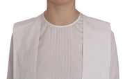 Dsquared² White Crew Neck Long Sleeve Cotton Blouse