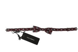 Dolce & Gabbana Men Bordeaux Maroon Lion Silk Adjustable Neck Bow Tie