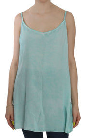 Ermanno Scervino Blue Sleeveless Spaghetti Dress Blouse