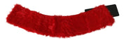 Dolce & Gabbana Red Fur Neck Collar Wrap Lambskin Scarf