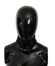 Dolce & Gabbana Black Fur Neck Collar Wrap Lambskin Scarf