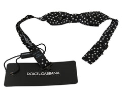 Dolce & Gabbana Black Polka Dots Mens Necktie Papillon 100% Silk Bow Tie