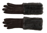 Dolce & Gabbana Brown Mid Arm Length Leather Fur Gloves
