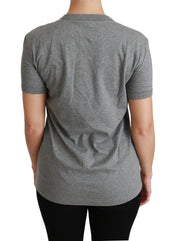 Dolce & Gabbana Gray Crewneck Amore Patch Cotton Top T-shirt