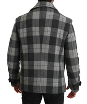 Dolce & Gabbana Gray Check Wool Cashmere Coat Jacket