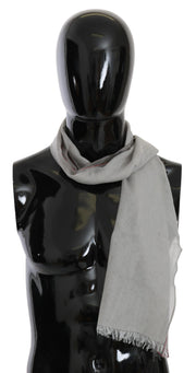 Costume National Gray Fringe Neck Wrap Cotton Scarf